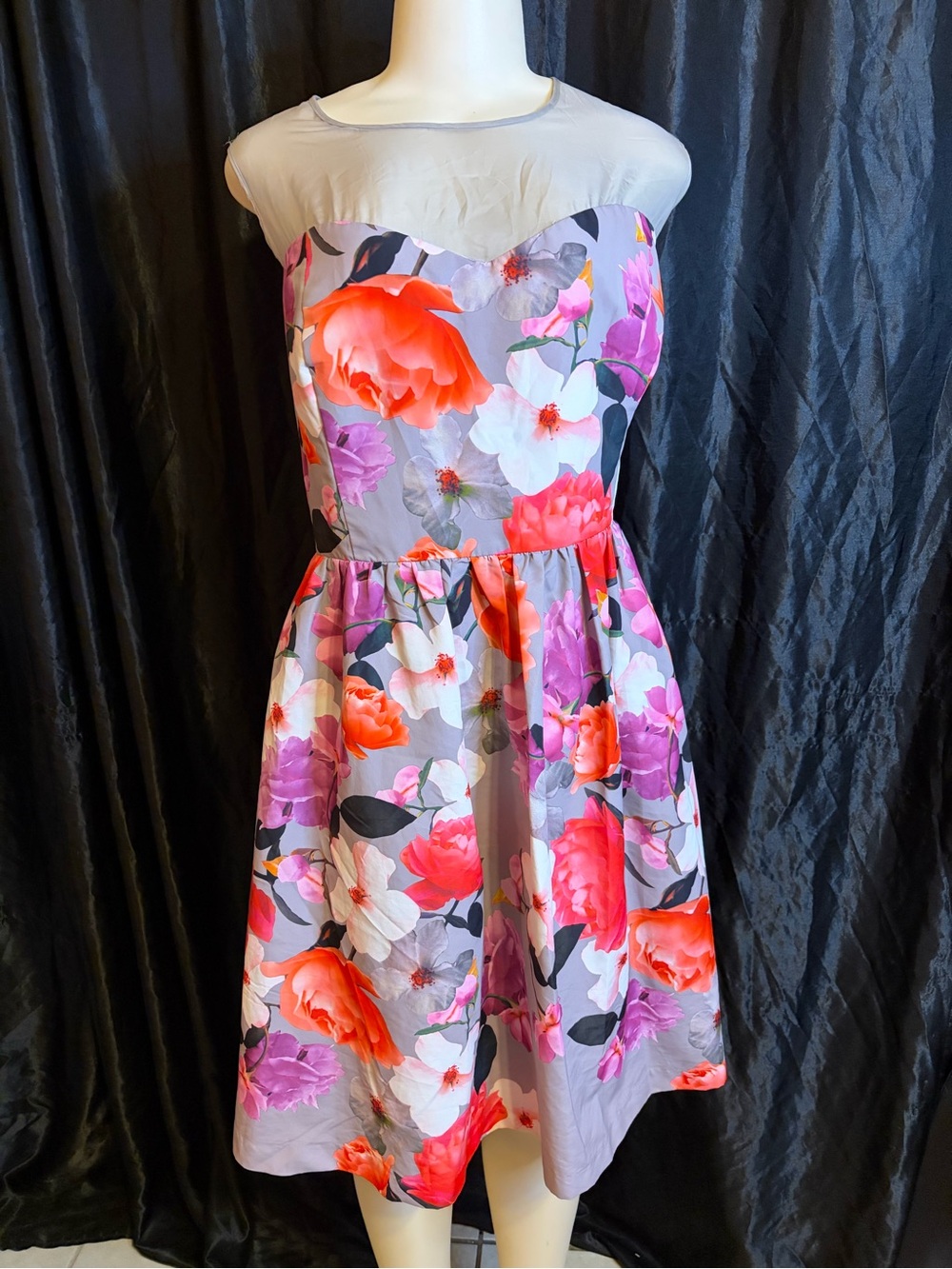 City Chic Silver Satin Lined Dress